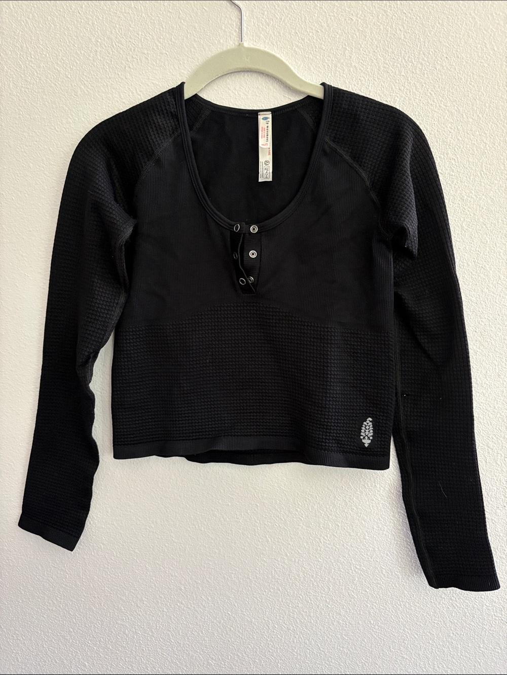 FP Movement by Free People Black Long-Sleeve Thermal Henley